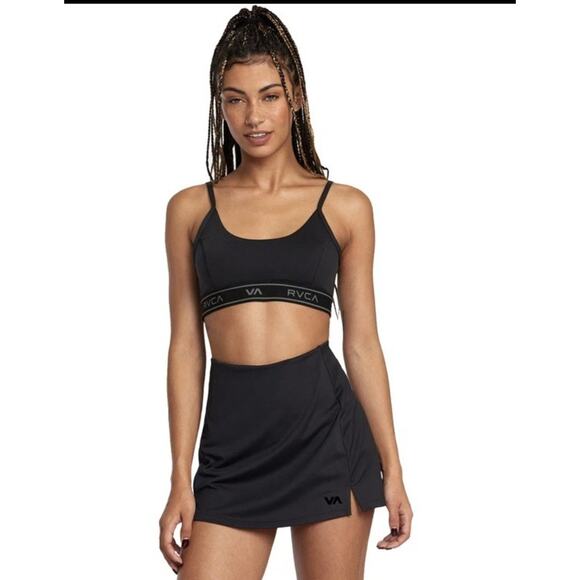 RVCA VA Essentials Tennis Skirt Black Medium Athleisure Pickle Ball Athleisure